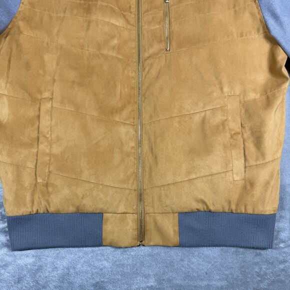 Sean John Jacket Men’s 2XL Yellow Gray Two Toned Faux Suede And Canvas Bomber - Picture 10 of 10